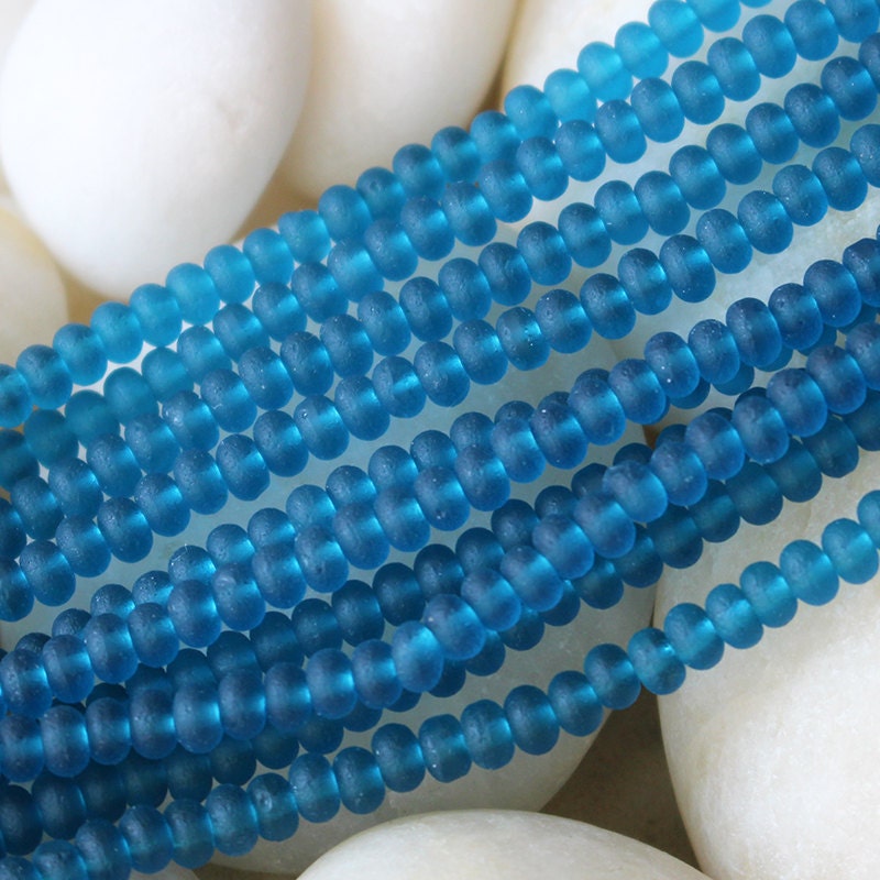 4x3mm Sea Glass Rondelle Beads For Jewelry Making Supply ...