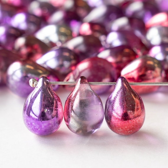 12 10x14mm Large Glass Teardrop Beads Czech Glass Beads for