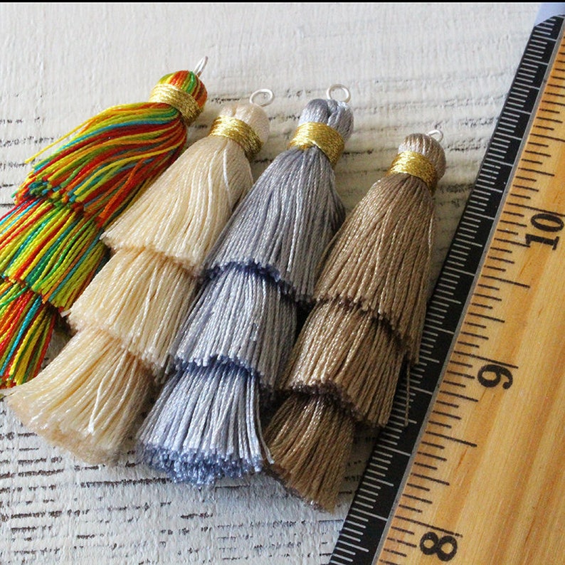 Large 3 Tier Silk Tassels for Jewelry Making Jewelry Tassels Etsy