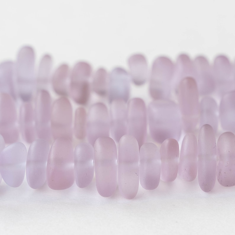 Sea Glass Beads For Jewelry Making Beach Glass Pebbles Recycled Glass Beads Cultured Sea Glass Lilac 8 inches image 3
