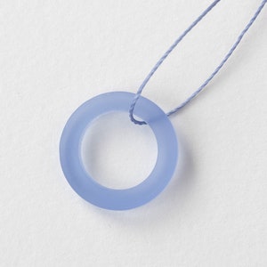 Sea Glass Ring Beads - Seaglass Beads -  Sea Glass Donut - Jewelry Making Supply - Frosted Glass - Lt. Sapphire Blue - 23mm - Choose Amount