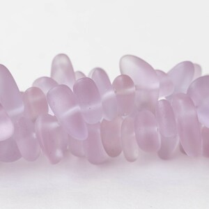 Sea Glass Beads For Jewelry Making Beach Glass Pebbles Recycled Glass Beads Cultured Sea Glass Lilac 8 inches image 5