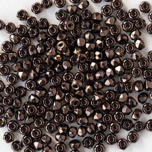 50 - 2x3mm Glass Rondelle Beads - Czech Glass Beads -  Dark Bronze - 50 Beads