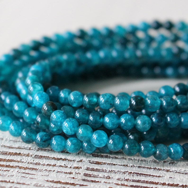 Round Gemstone Beads For Jewelry Making Supply 16 Inches 4mm Round Apatite Beads 3mm Round Gemstone Beads Teal