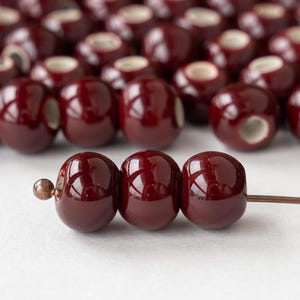 8mm Glazed Ceramic Round Beads - Grenadine Red - 10 or 30 Beads