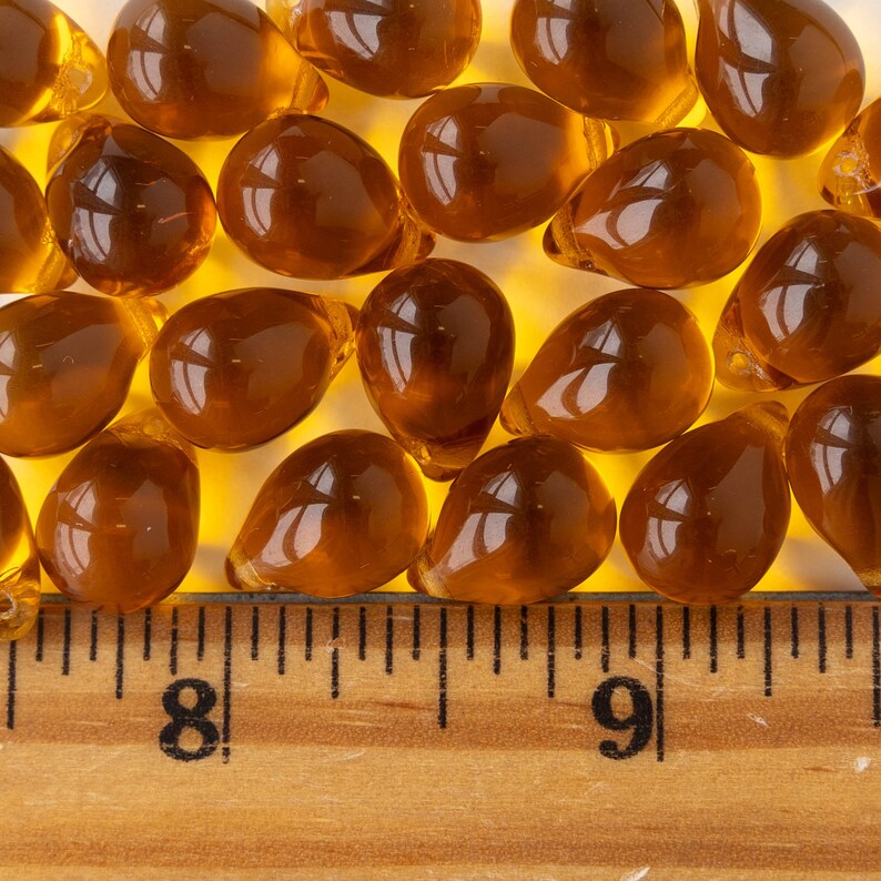 12 or 24 10x14mm Teardrop Bead Smooth Briolette Beads Czech Glass Beads image 4