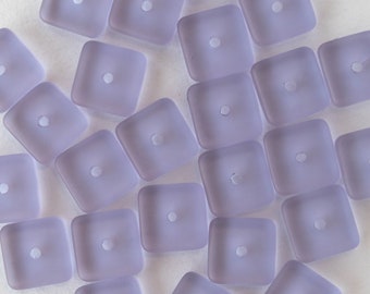 25 Lavendel kultivierte Seeglas Quadratische Scheibenperlen - Faux Seeglasperlen für die Schmuckherstellung - Milchglasperle - 25 Perlen