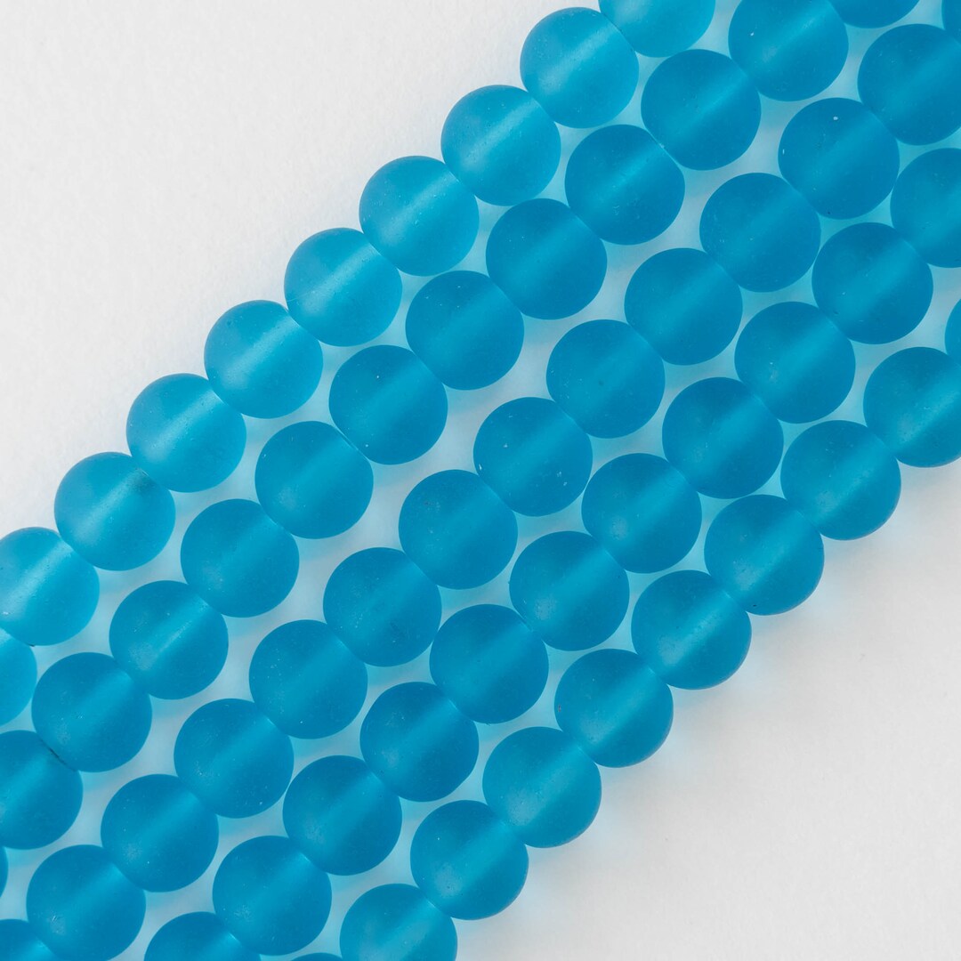 16 Inches - 6mm Frosted Glass Rounds - Dark Aqua - 16 Inches - Etsy