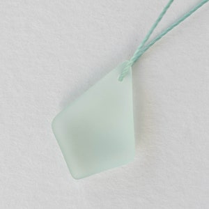 4 - Cultured Sea Glass Pendant - Diamond Pendant Beads For Jewelry Making -  Frosted  Glass Beads  28mm - Light Coke Green - 4 beads