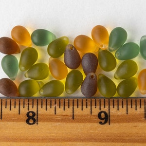 25 6x9mm Teardrop Mix Frosted Glass Beads Czech Glass Beads For Jewelry Making Supplies 9x6mm 25 Pieces Smooth Briolette Beads image 5