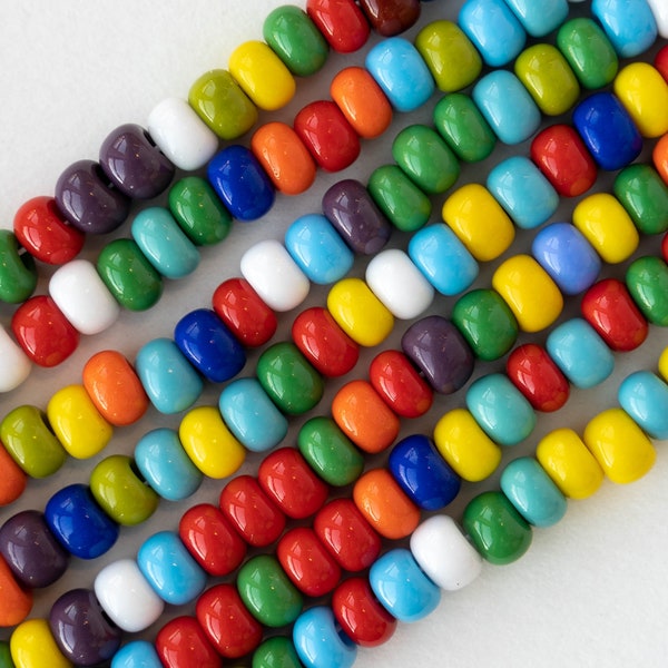 2/0 Seed Beads -Large Czech Seed Beads For Jewelry Making - Colorful Opaque Mix - 1 Strand