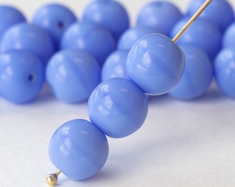 10mm Round Beads - Opaque Glass Beads - Czech Glass Beads - Periwinkle Blue - 20 or 60 beads