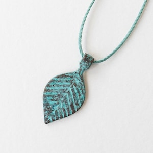 Mykonos Leaf Pendant - 29x14mm - Green Patina Pendant Beads For Jewelry Making Supply -