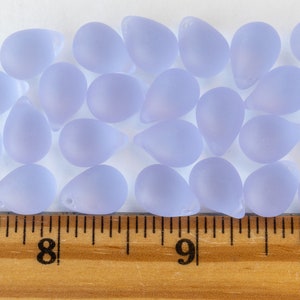 10x14mm Large Glass Teardrop Beads For Jewelry Making Frosted Glass Beads Light Lavender Matte Choose Amount Smooth Briolette Beads image 4