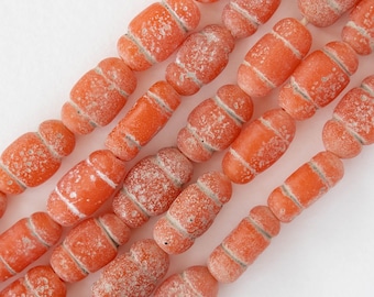 Java Glass Pompeji Flaschenperlen - Orange - ganzer oder halber Strang