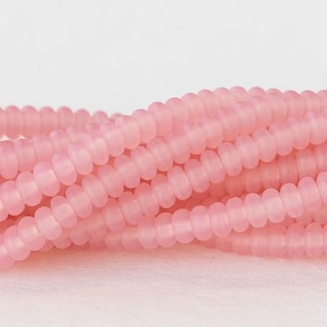 100 - 3mm Rondelle Beads - 3mm Spacer Beads - Disk Beads For Jewelry Making - Frosted Glass Beads - Czech Glass Beads - Sweet Pink Matte