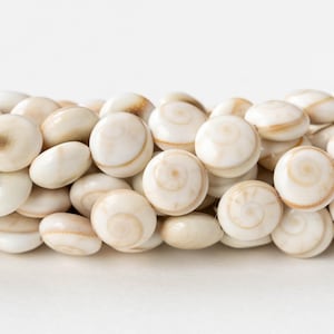 8mm Spiral Shell Coin Bead - 10 or 30 beads