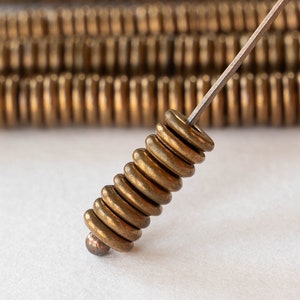 6mm Antique Brass Disk Beads - Metal Spacer Beads - 30