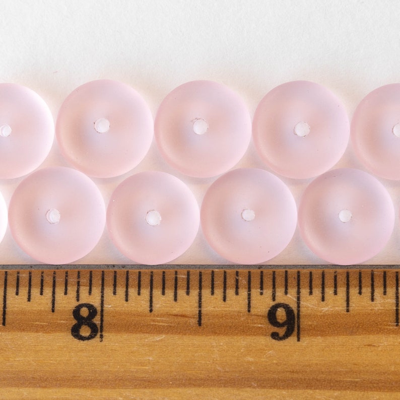 Sea Glass Rondelle Cultured Seaglass Beads Jewelry Making Supply Frosted Glass Bead Matte Pink 12x5mm Rondelle 28 beads image 6