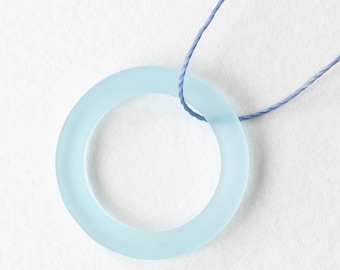 27mm Frosted Sea Glass Rings - Light Aqua - 2 Rings