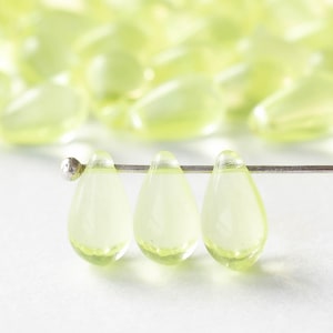 50 - 6x9mm Glass Teardrop Beads - Czech Glass Beads - Transparent Jonquil - 50 beads