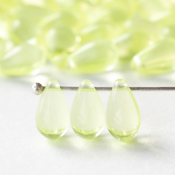 50 6x9mm Glass Teardrop Beads Czech Glass Beads Transparent
