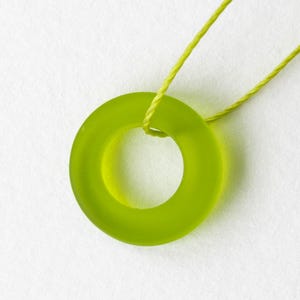 17mm Sea Glass Rings - Cultured Seaglass Beads - Jewelry Making Supply - 17mm Ring - Lime Green