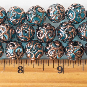 12mm Round Handmade Glass Beads Czech Lampwork Beads Czech Glass Beads Aquamarine 2, 4 or 8 beads image 4