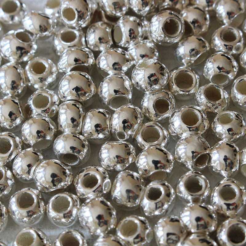 5mm Round 24K Gold Mykonos Round Beads Mykonos Gold Beads Jewelry Making  Supply Metalized Ceramics Large Hole Choose Amount 