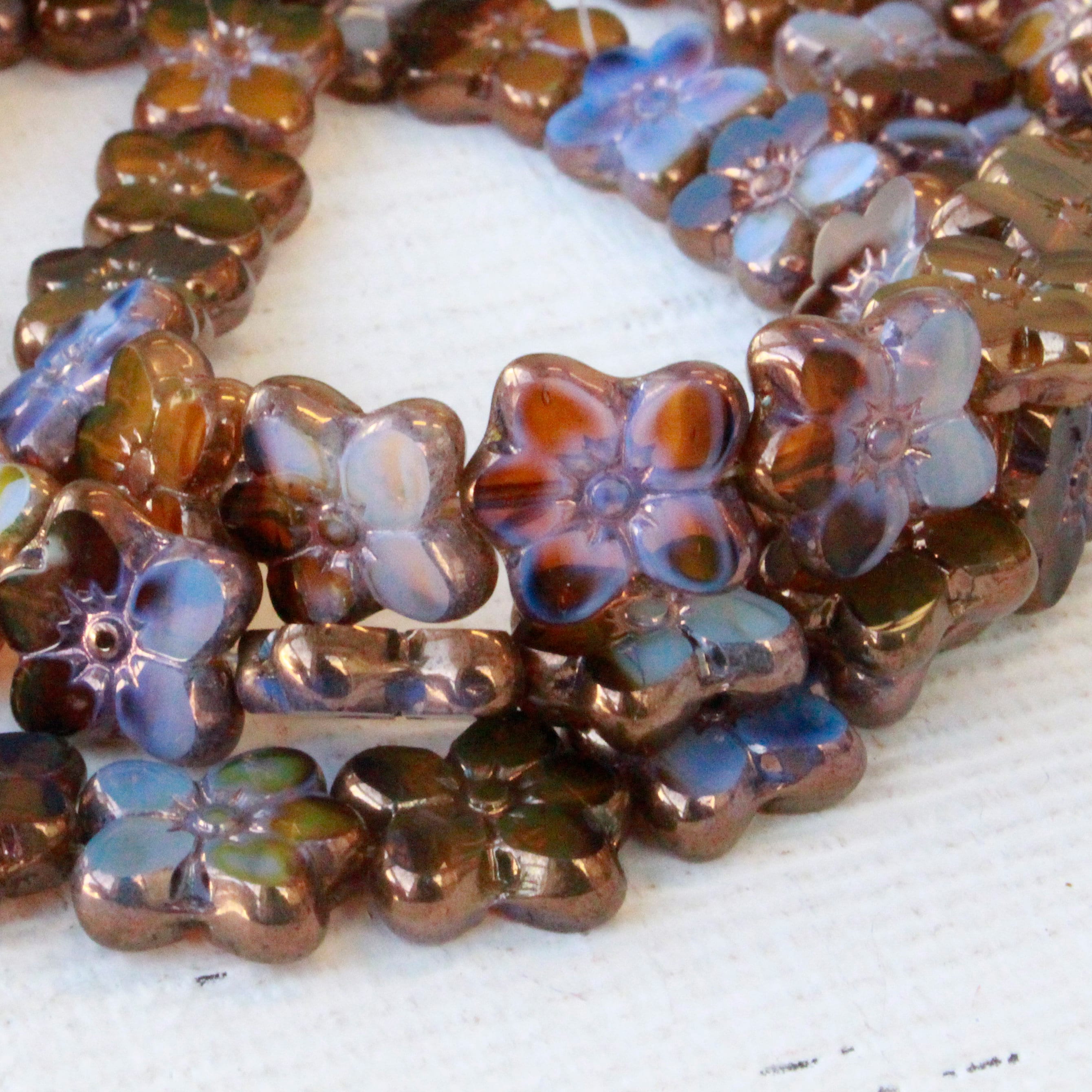Table Cut Czech Flower Beads Czech Glass Bead Jewelry Etsy
