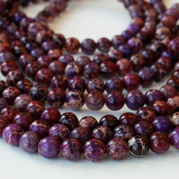 8mm Round Gemstone Beads For Jewelry Making - Aqua Terra  Impression Jasper - 16 Inch Strand