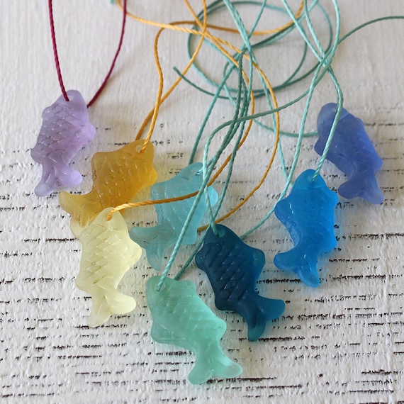 Sea Glass Fish Pendant Beads for Jewelry Making Fish Charms