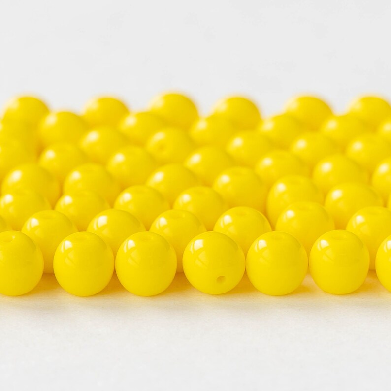6mm Round Beads - Czech Glass - Sunshine Yellow - 25 Beads image 2