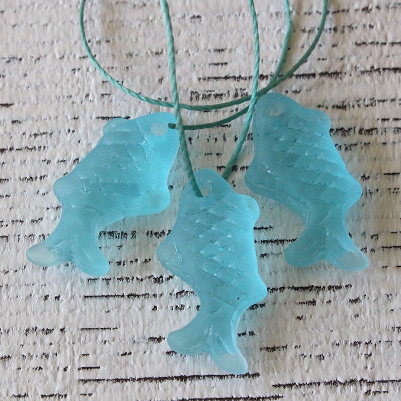 Sea Glass Fish Pendant Beads For Jewelry Making Fish Charms Etsy