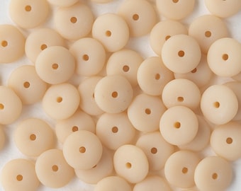 7mm Rondelle Beads - Smooth Rondelle - Czech Glass Beads - Ivory Matte - 50 beads