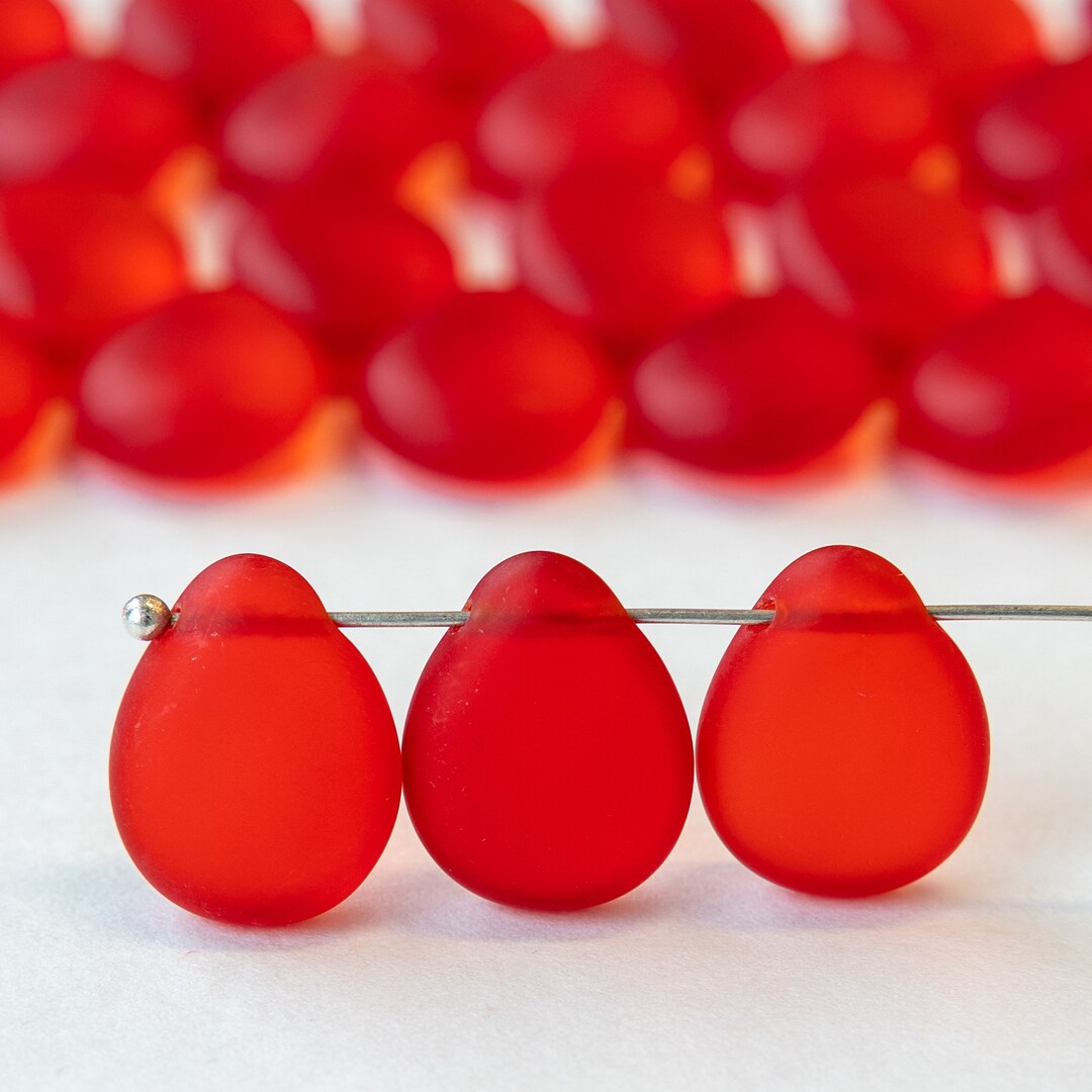 20-large-flat-teardrop-beads-smooth-glass-briolette-etsy