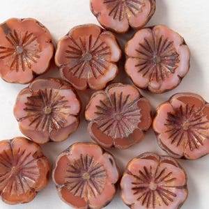 14mm Czech Flower Beads - Jewelry Making Supplies - Picasso Beads - Hawaiian Flower Beads - Pansy Flower Beads - Hibiscus Flower