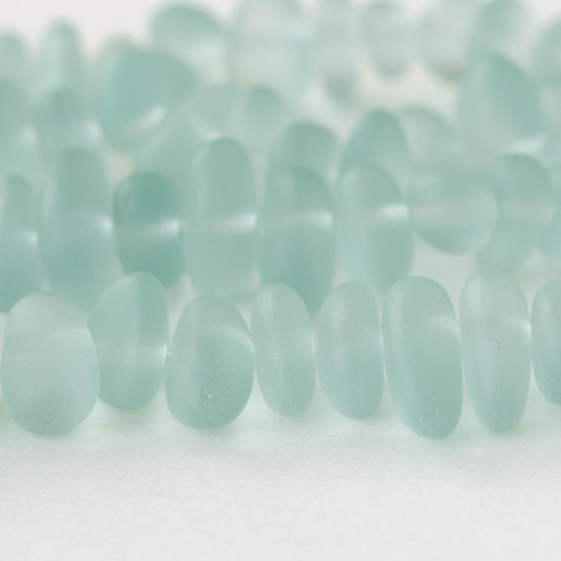 Sea Glass Beads For Jewelry Making Beach Glass Pebbles Recycled Glass Beads Cultured Sea Glass Lt Coke Green 50 Beads image 2