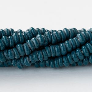 7x4mm Antique Java Donut Beads - Opaque Teal - Whole or Half Strand