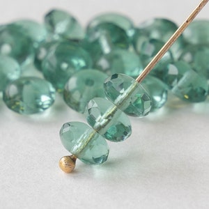 5x7mm Rondelle Beads Czech Glass Beads Transparent Green Tourmaline Glass 25 beads image 1