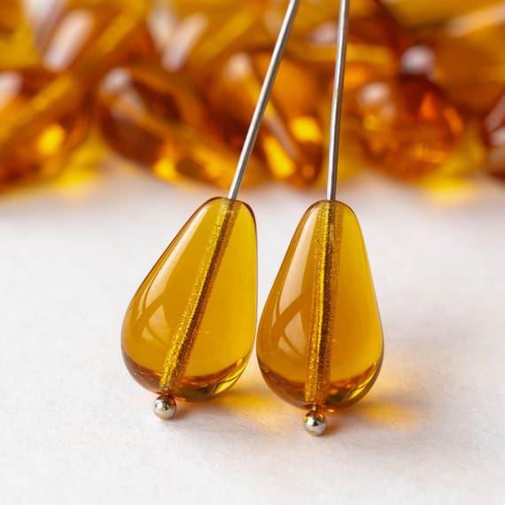 30pcs 11x18mm Long Drill Glass Teardrop Beads for Jewelry Making