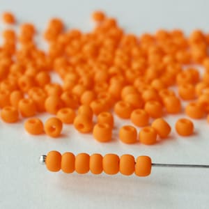 Size 6 Seed Beads - Matte Hyacinth Orange - Czech Glass Beads - Choose Amount