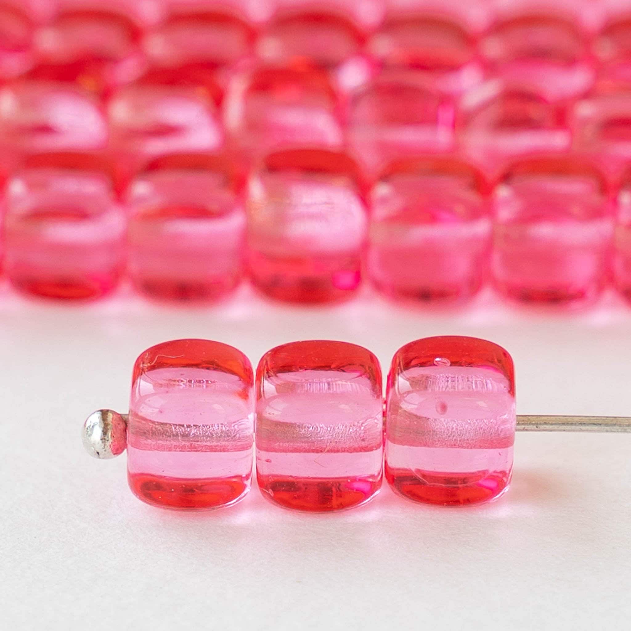 75 5x7mm Glass Cube Beads Czech Glass Beads Transparent Hot