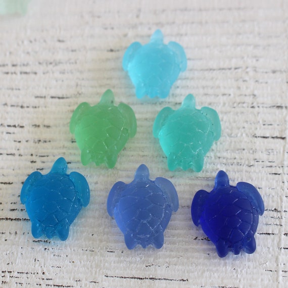 Choose Color 4 turtles Frosted Glass Bead Sea Glass Turtle 23mm Sea Glass Turtle Pendant Jewelry Making Supply Beach Glass Beads
