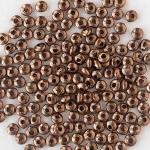 3.5mm Oxidized Copper Plated Brass Square Spacer Disk Beads - 100