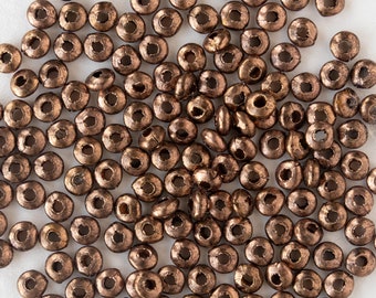 3.5mm Oxidized Copper Plated Brass Square Spacer Disk Beads - 100