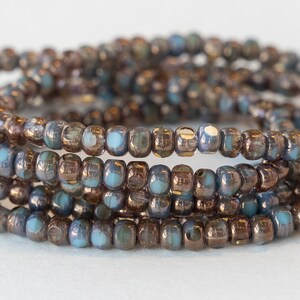 Size 6/0 - 3 Cut Seed Beads For Jewelry Making - Trica Beads - Sky Blue with Bronze Finish - 50 beads