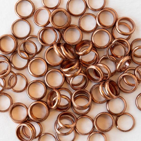 50 - 6mm Metal Rings - Antique Copper - 50 Beads