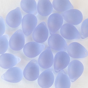 10x14mm Large Glass Teardrop Beads For Jewelry Making Frosted Glass Beads Light Lavender Matte Choose Amount Smooth Briolette Beads image 3