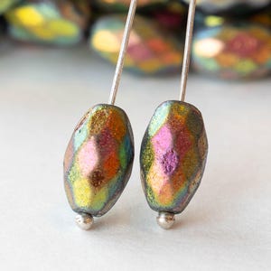 12 - 12x8mm Glass Oval Bead - Czech Glass Beads - Matte Silver AB - 12 Beads